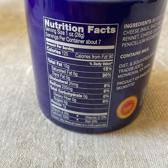 Trader Joes cobalt blue Coffee Mug Cup Tea Jar Blue Stilton Cheese - Picture 4 of 7